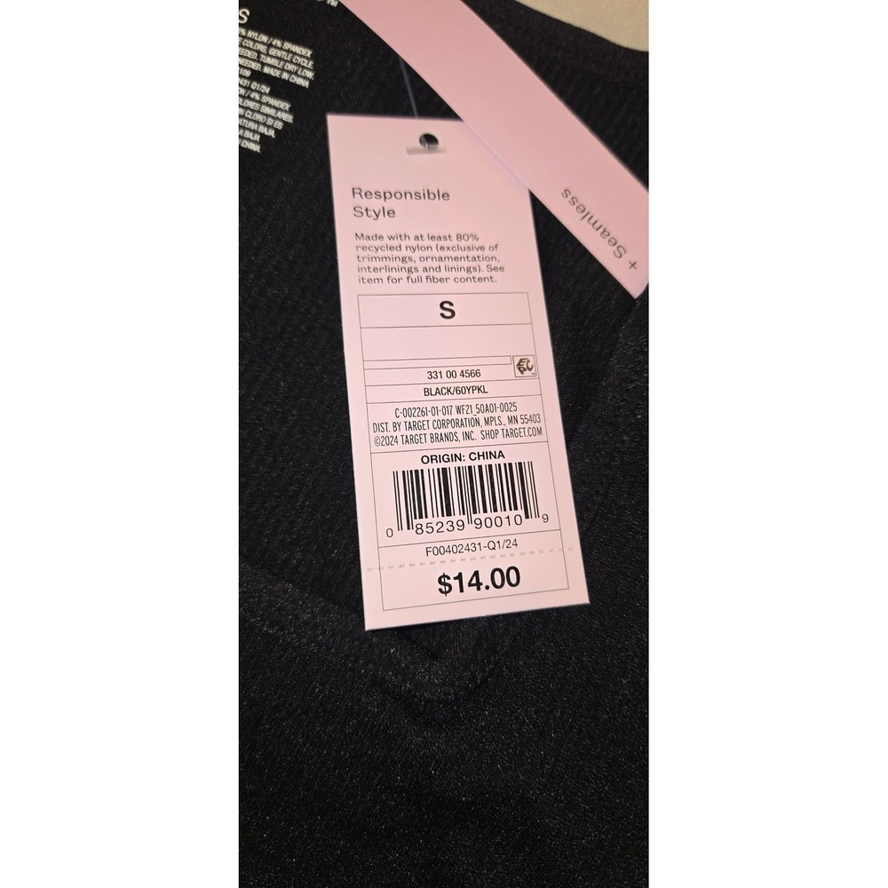 Wild Fable‎ Seamless Crop Top Women Size S Black New 3 Ribbed Square Neck Shirts - Picture 3 of 8